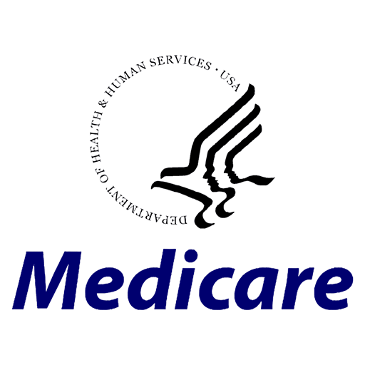 The image shows the official Medicare logo, featuring a stylized eagle with outstretched wings inside a circular seal, above the word "Medicare" written in bold blue letters.